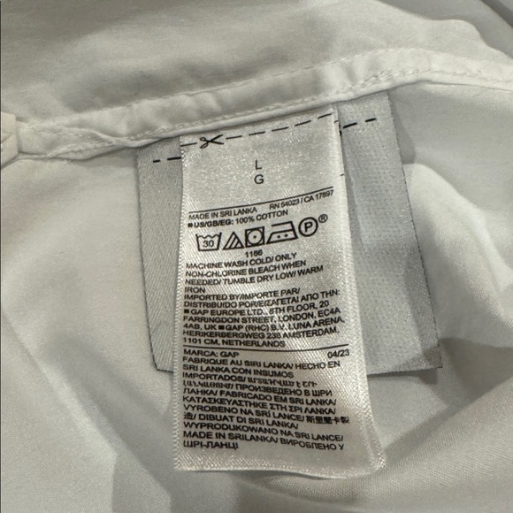 GAP Crisp White Cropped Cotton Collared Button Long Sleeve Shirt Size Large NEW - Picture 7 of 11